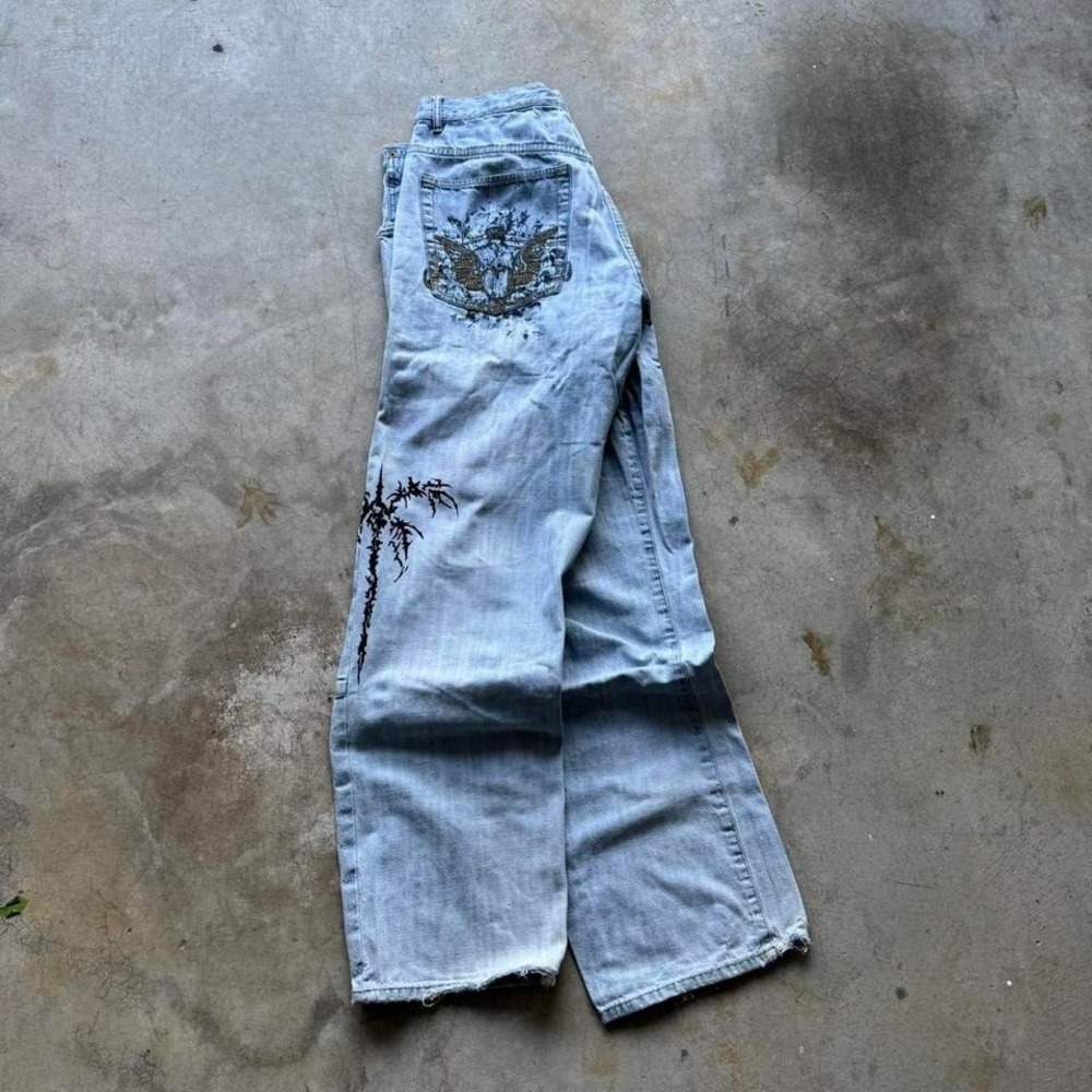 Baggy Wide Leg Azzure Tribal Southpole Styl Y2K Skater Vintage Jeans 38x34